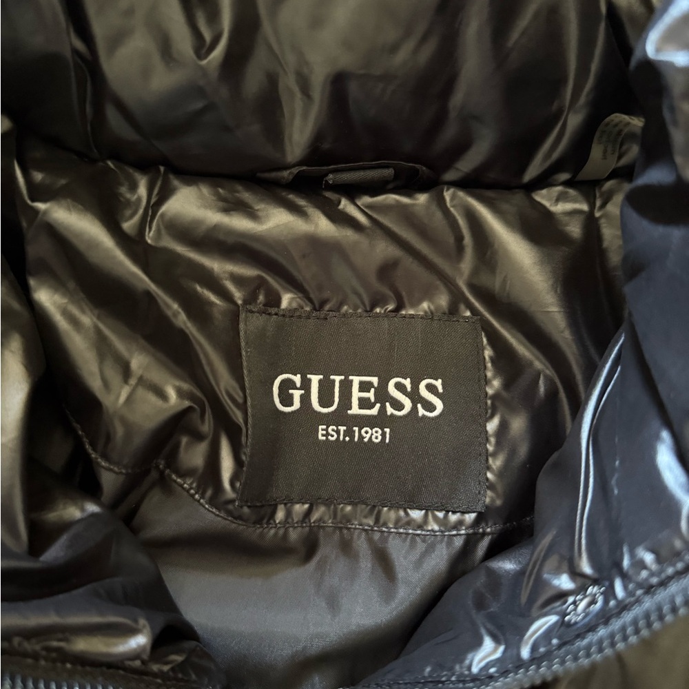 GUESS Women's Shiny Black Puffer Jacket - Picture 3 of 5